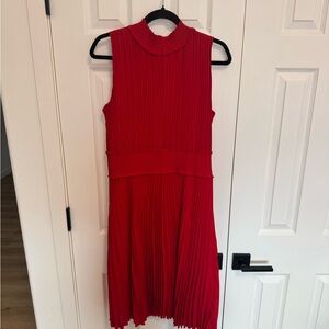 Nanette Lepore Women’s Smocked High Neck Pleated Dress, Red, size 14